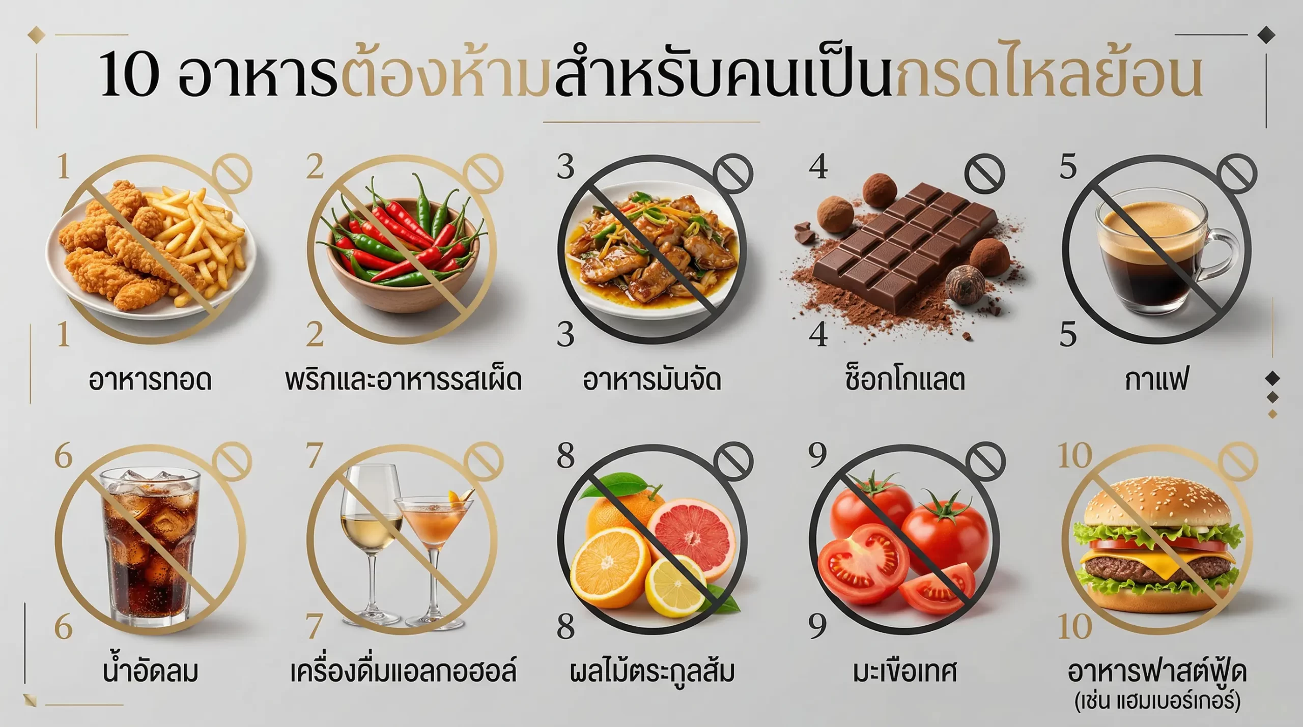กรดไหลย้อนห้ามกินอะไร?