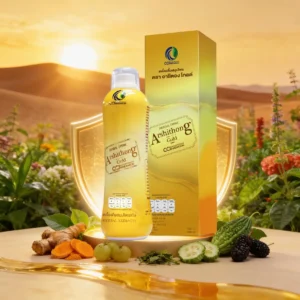 ขวดเครื่องดื่มสมุนไพร Arshithong Gold พร้อมกล่องบรรจุภัณฑ์