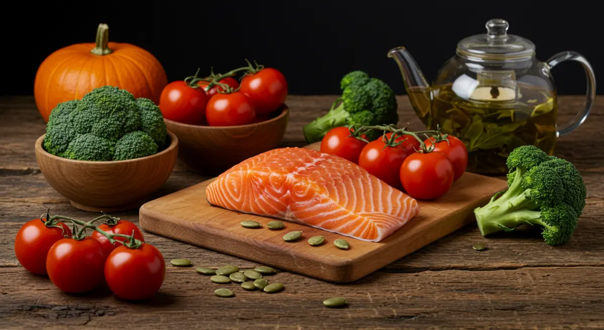 5 อาหารบำรุงต่อมลูกหมากผู้ชาย มะเขือเทศ เมล็ดฟักทอง ปลาแซลมอน บรอกโคลี และชาเขียว ช่วยดูแลสุขภาพต่อมลูกหมาก