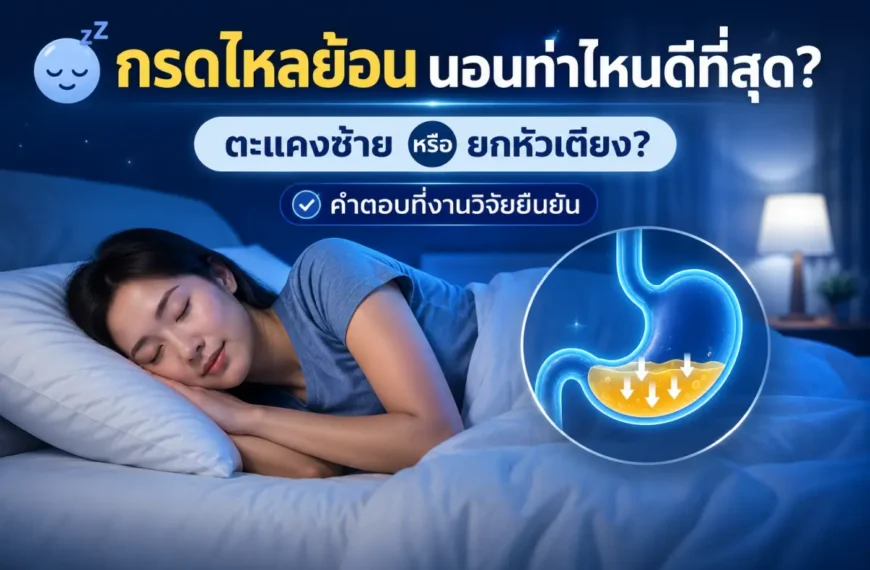 กรดไหลย้อน นอนท่าไหน ท่าตะแคงซ้ายดีที่สุด เปรียบเทียบ 5 ท่านอน
