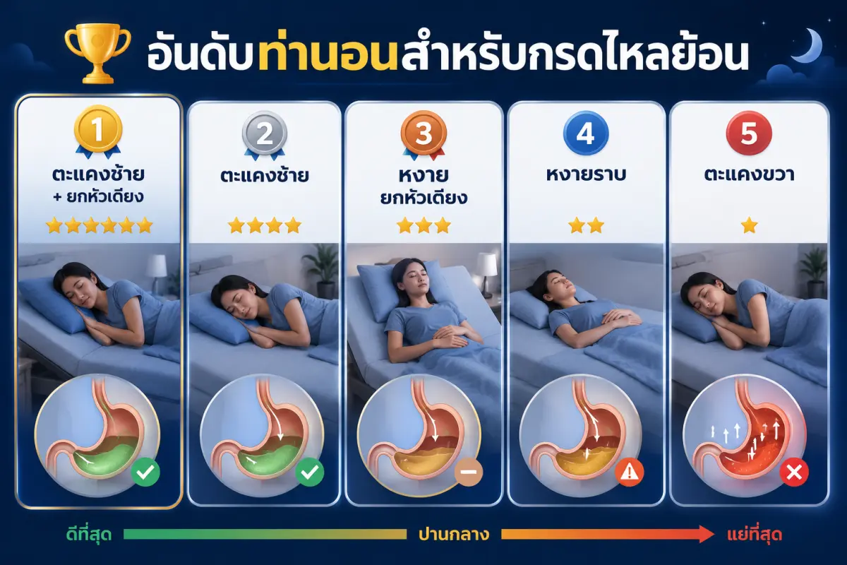 อันดับท่านอนที่ช่วยลดกรดไหลย้อน