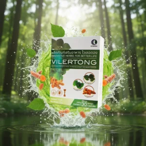 Vilertong อาหารเสริมสมุนไพร คาวตอง ขมิ้นชัน ใบหม่อน บรรจุภัณฑ์สินค้า