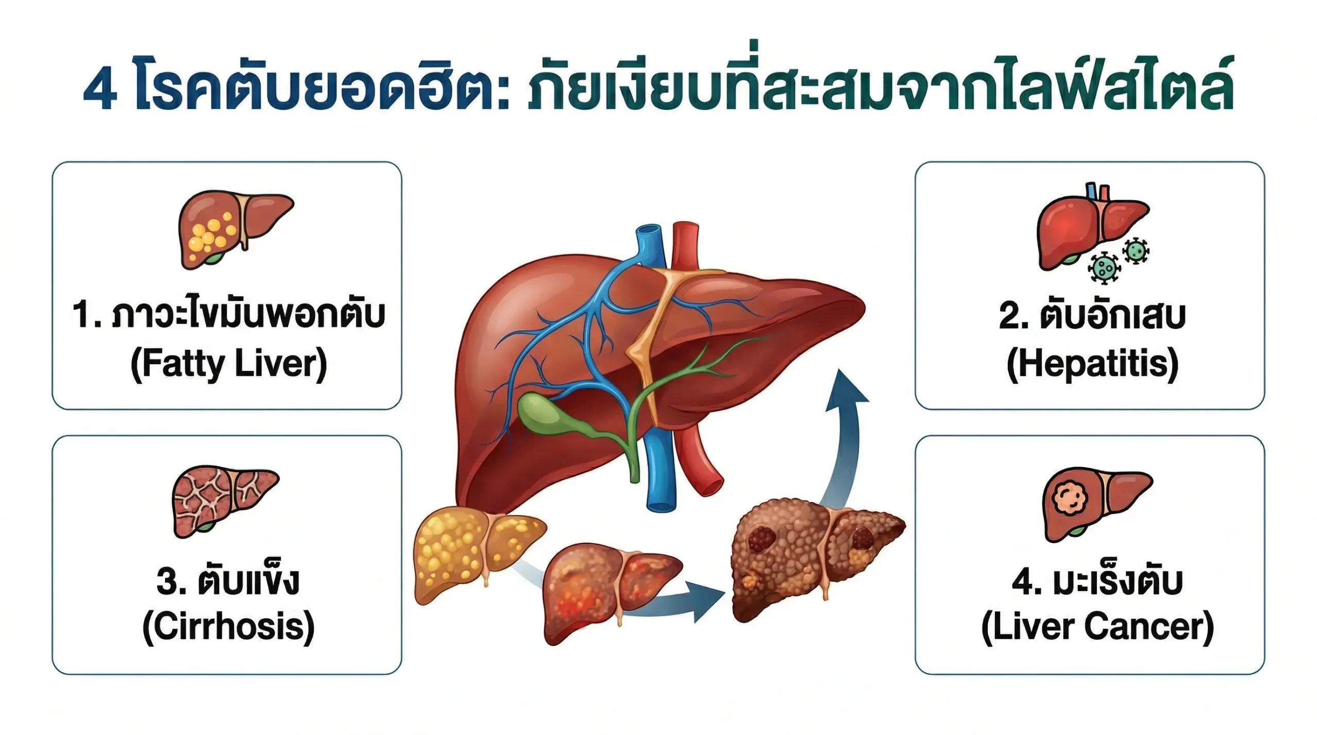 4 โรคตับยอดฮิต ภัยเงียบจากไลฟ์สไตล์ที่ควรระวัง