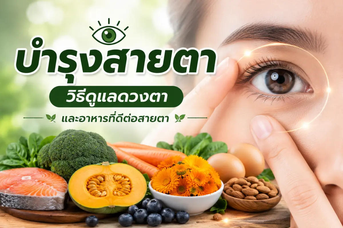 การบำรุงสายตาและดูแลดวงตาด้วยอาหารที่ดีต่อสายตา เช่น แซลมอน แครอท ฟักทอง บลูเบอร์รี และอัลมอนด์