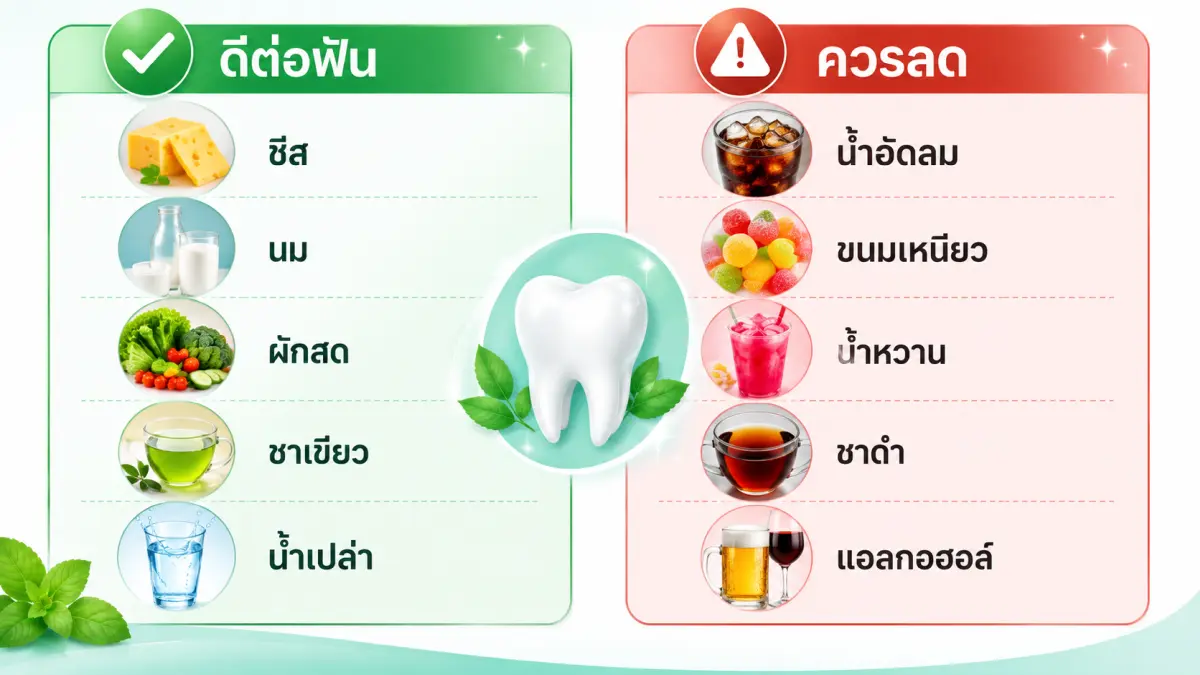 อาหารที่ดีและไม่ดีต่อสุขภาพฟันและเหงือก