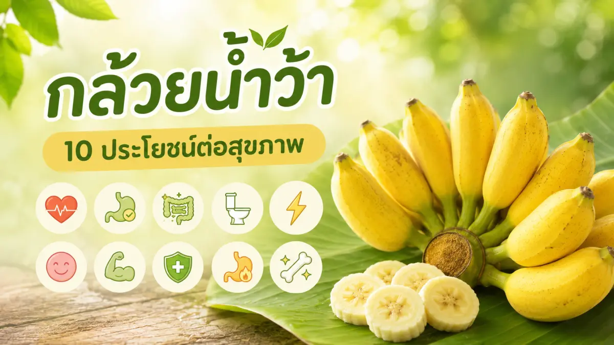 กล้วยน้ำว้าสุกบนใบตอง พร้อมสรุป 10 ประโยชน์ต่อสุขภาพ ช่วยบำรุงหัวใจ ระบบย่อยอาหาร และลำไส้
