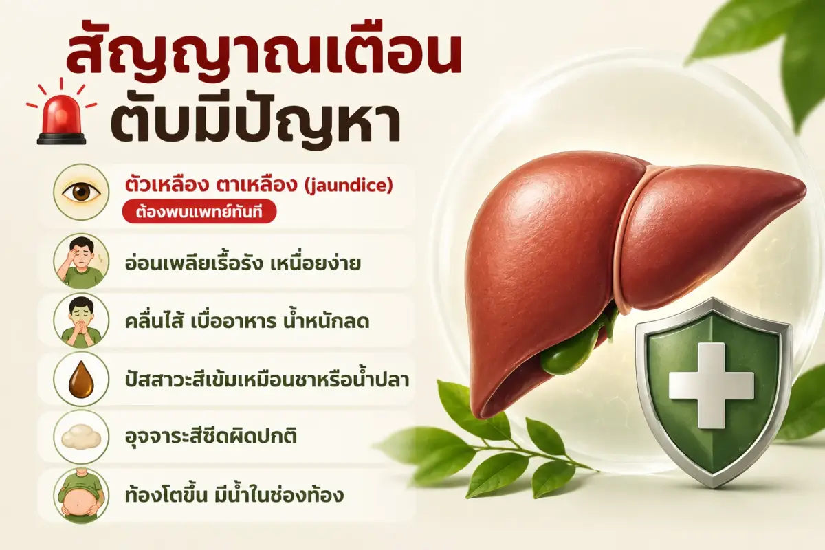 สัญญาณเตือนตับมีปัญหา ตัวเหลือง ตาเหลือง อ่อนเพลีย และท้องโต